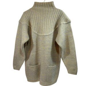 Vtg Lauren Alexandra Mohair Tunic Sweater Mock Neck 80s Shoulder Pads Medium